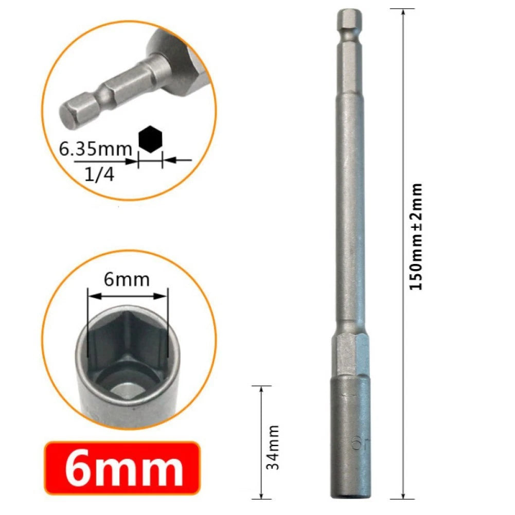 Hexagonal Nut Driver Extension Sleeve 150mm for Enhanced Tool Functionality