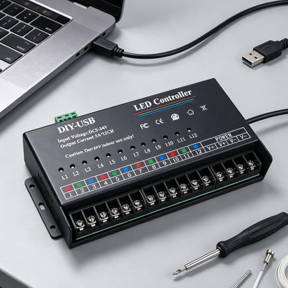 12 Channel LED Controller for RGB LED Strips (DC5-24V)