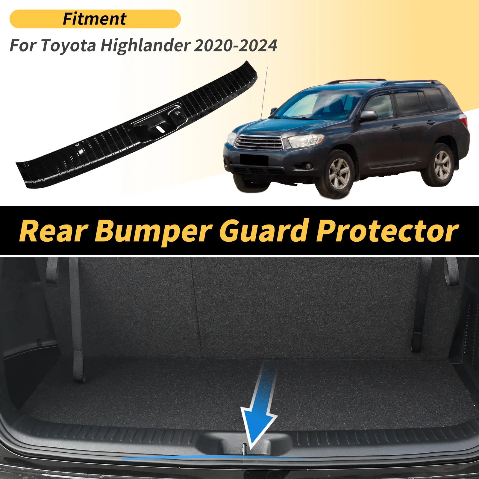 Bumper Guards Front Set for Toyota Highlander (2020–2024) Black 1 Piece