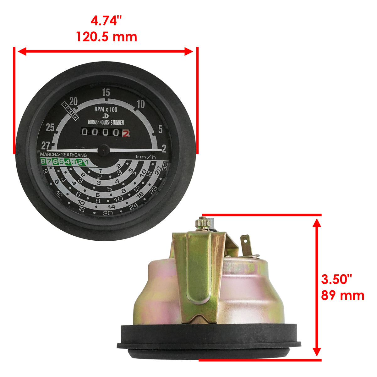 Tachometer Replacement Gauge for John Deere 1120 1030 1130 1630 (1970–1990)