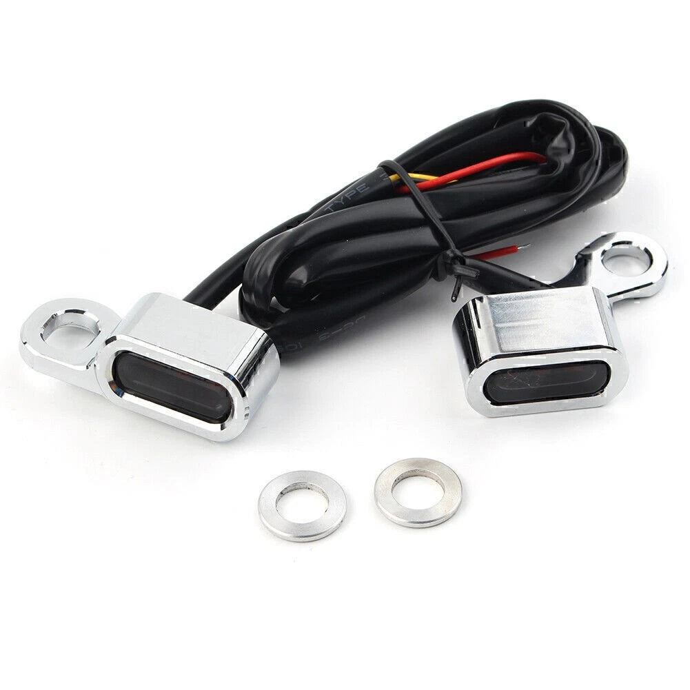 Pair Front Turn Signal Mini Light for Harley 1996-17 Dyna Models Chrome+Smoke