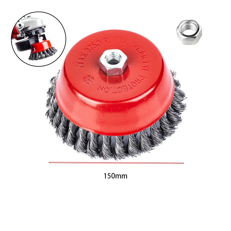 Rust Removal Wire Cup Brush for Grinder M14x2 Arbor (75-150mm)