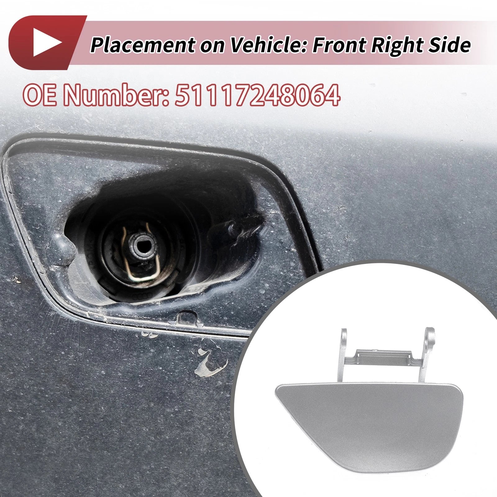 Front Right Washer Nozzle Cover Cap for BMW 535i GT (2010–2019)