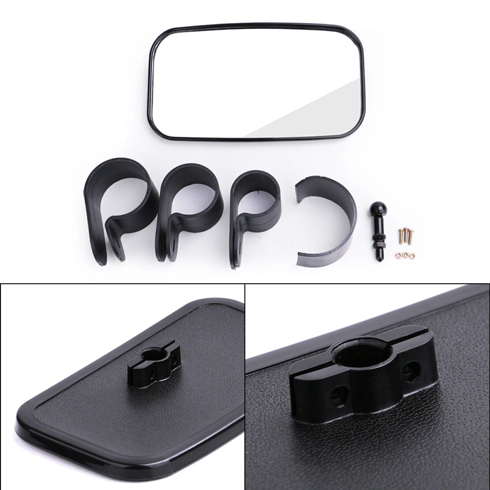 1.5" 1.75" 2" Bar Rectangular Rear View Mirror for Kawasaki Mule Can-Am Commander