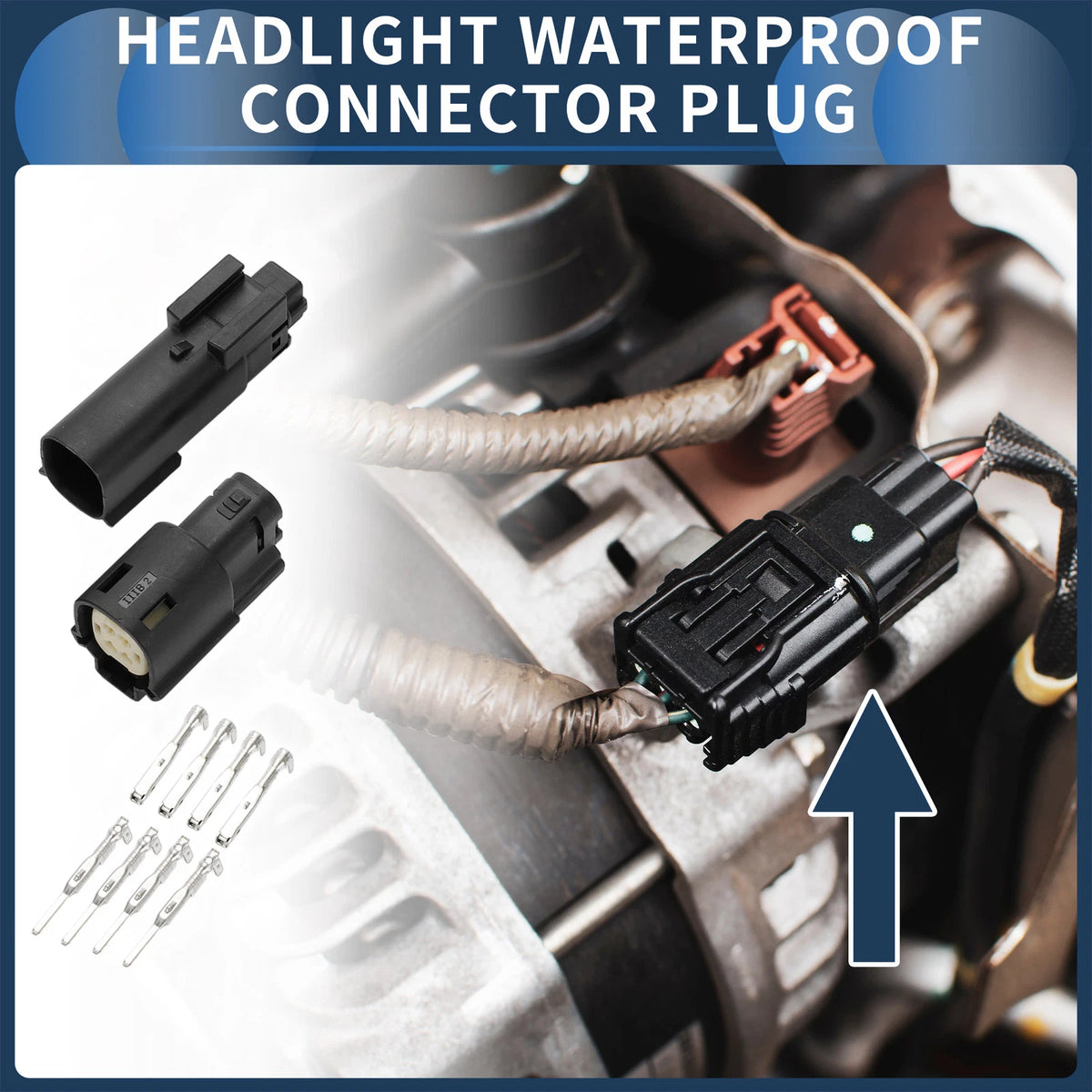 Set of 4 Waterproof Headlight Connector Plugs for Harley-Davidson