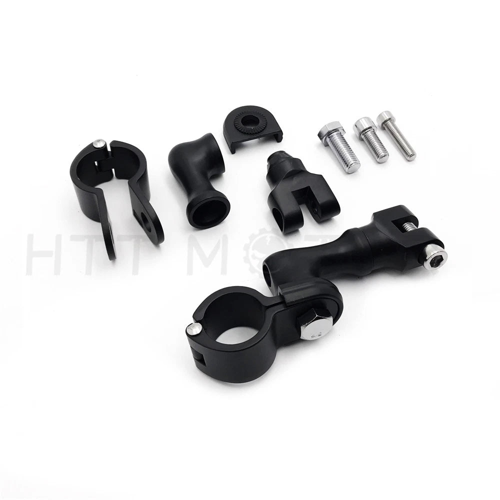 Black Short Angled Highway Peg Mounting for 1-1/4" Engine Guard (Fits )