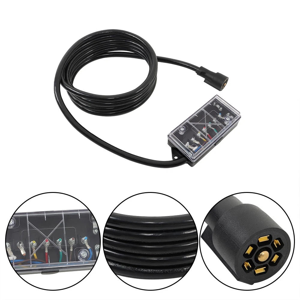 7-Way 7-Pin Trailer Cable with Junction Box & Wiring Harness Kit (16FT)