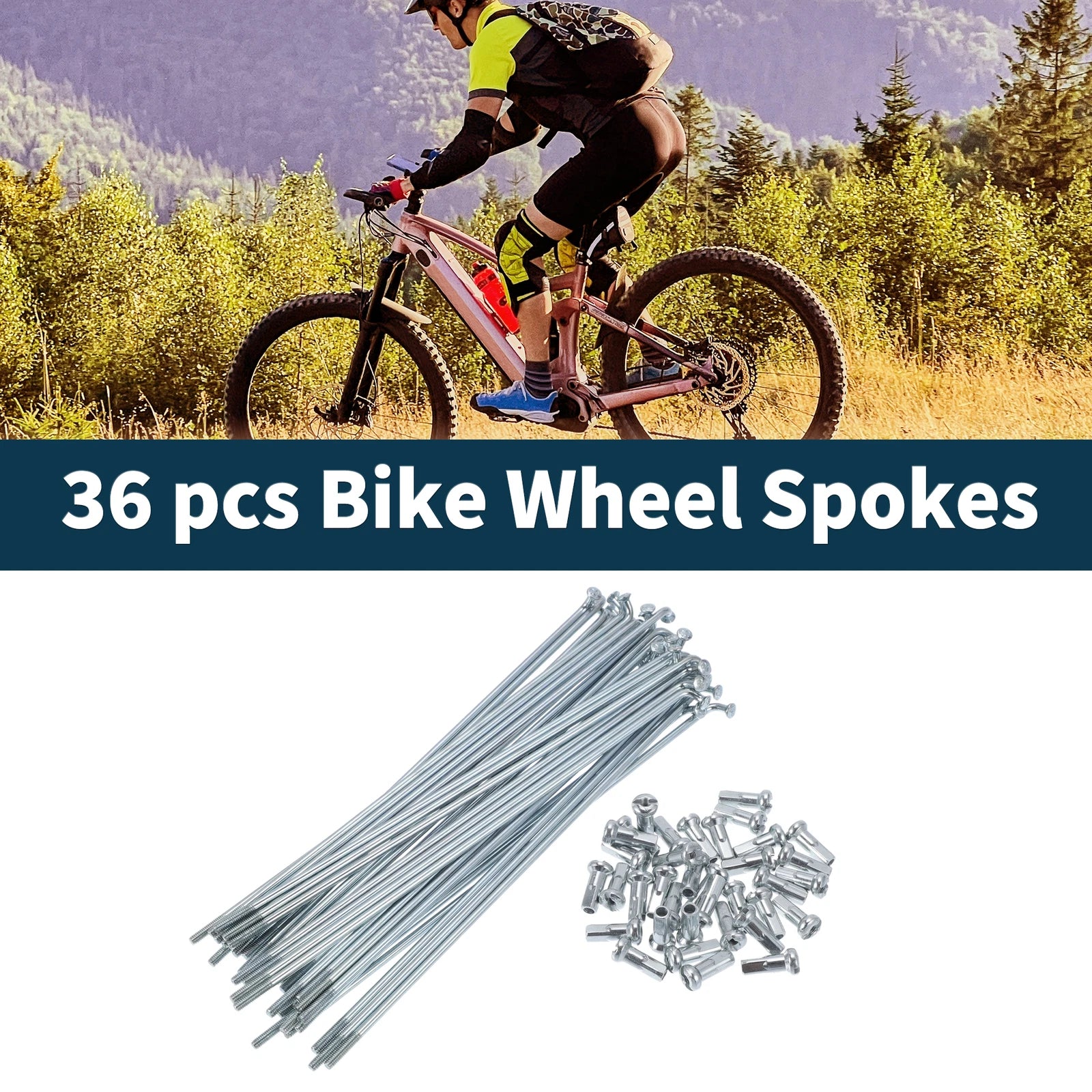 Bicycle Spokes Nipple Set 13G 143mm Galvanized Steel for Universal (45 Pack)