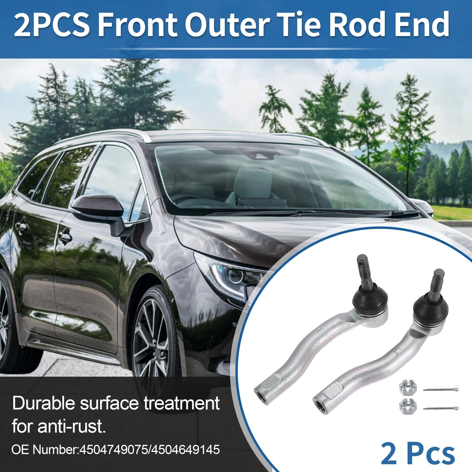 2PCS Front Outer Tie Rod End Links Replacement for Toyota Prius (2010–2018)