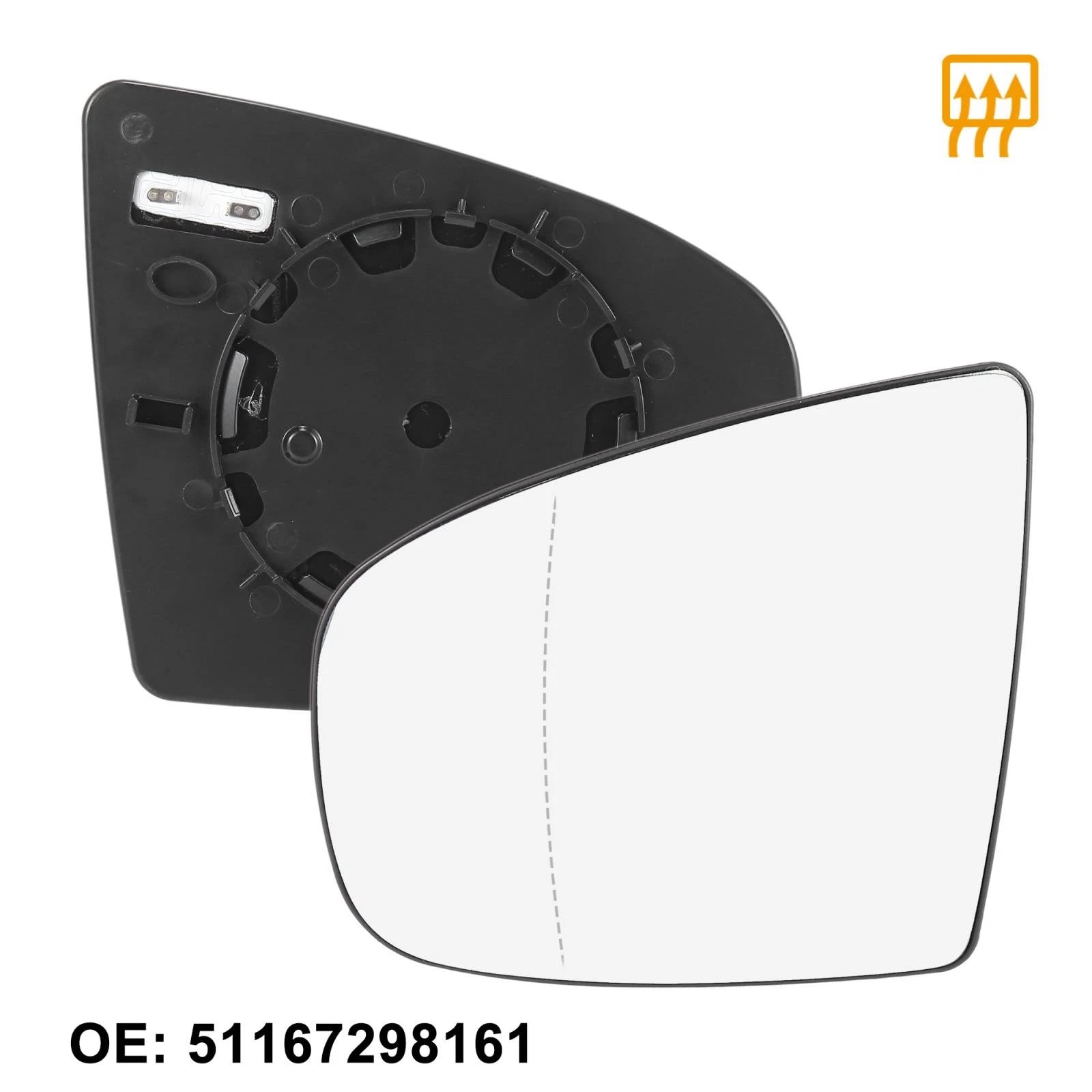 Heated Mirror Glass Replacement w Backing Left Side for BMW X5 X6 (2007–2013)