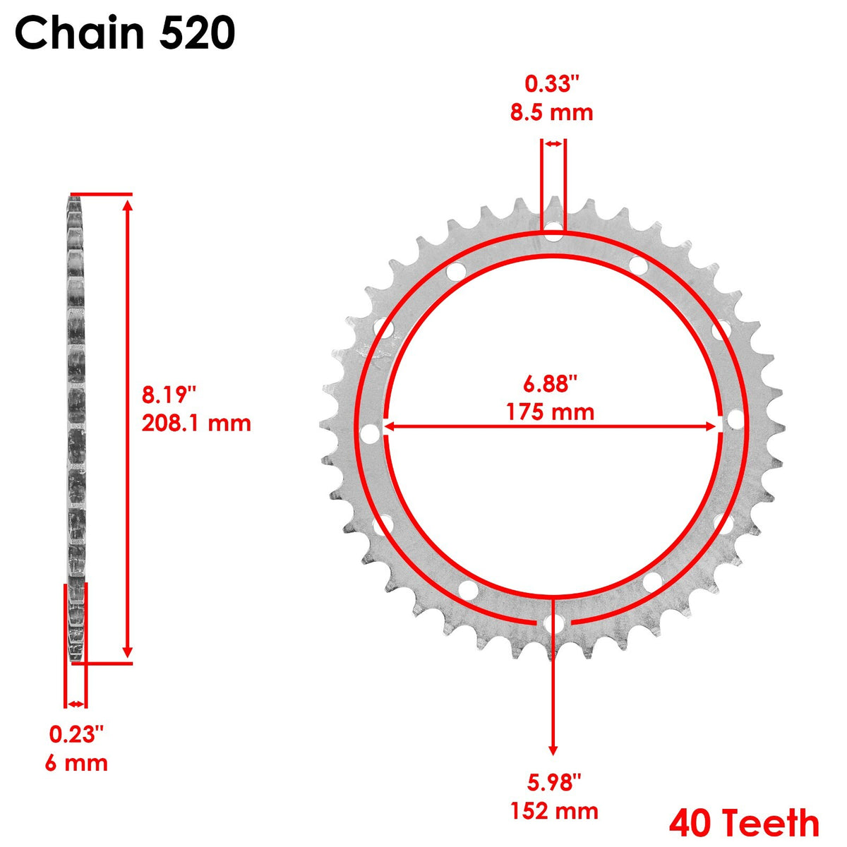 Drive Chain and Sprocket Kit Replacement for Yamaha Warrior 350 YFM350X (1989–2004)