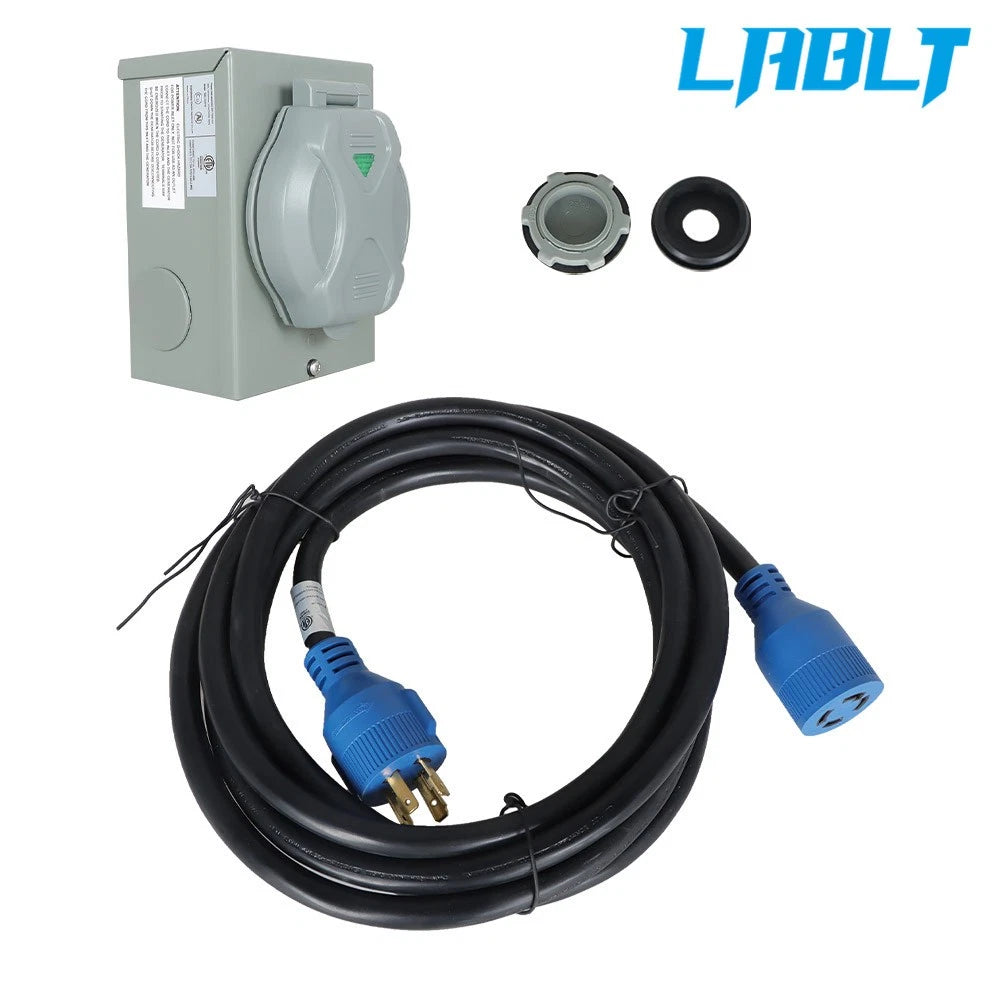 15ft 30Amp RV Generator Inlet Box & Extension Cable L14-30