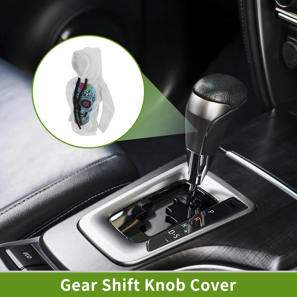 Gear Shift Knob Cover for Universal Cars - Blue White Polyester
