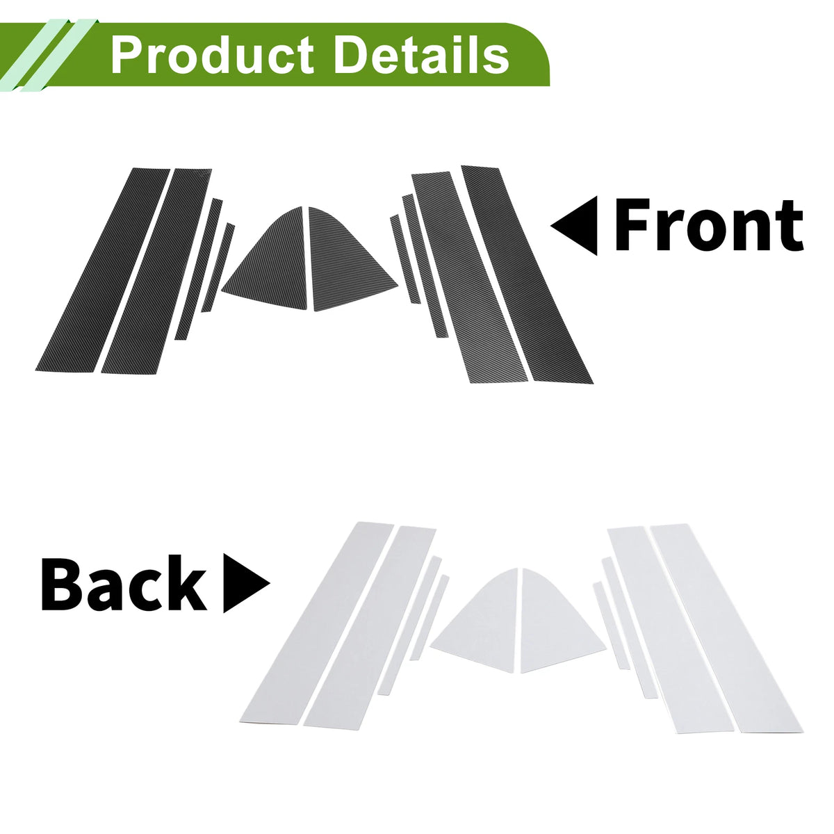 10 Pcs Pillar Window Trim for Chevy Cruze (2011–2015) Carbon Fiber Black