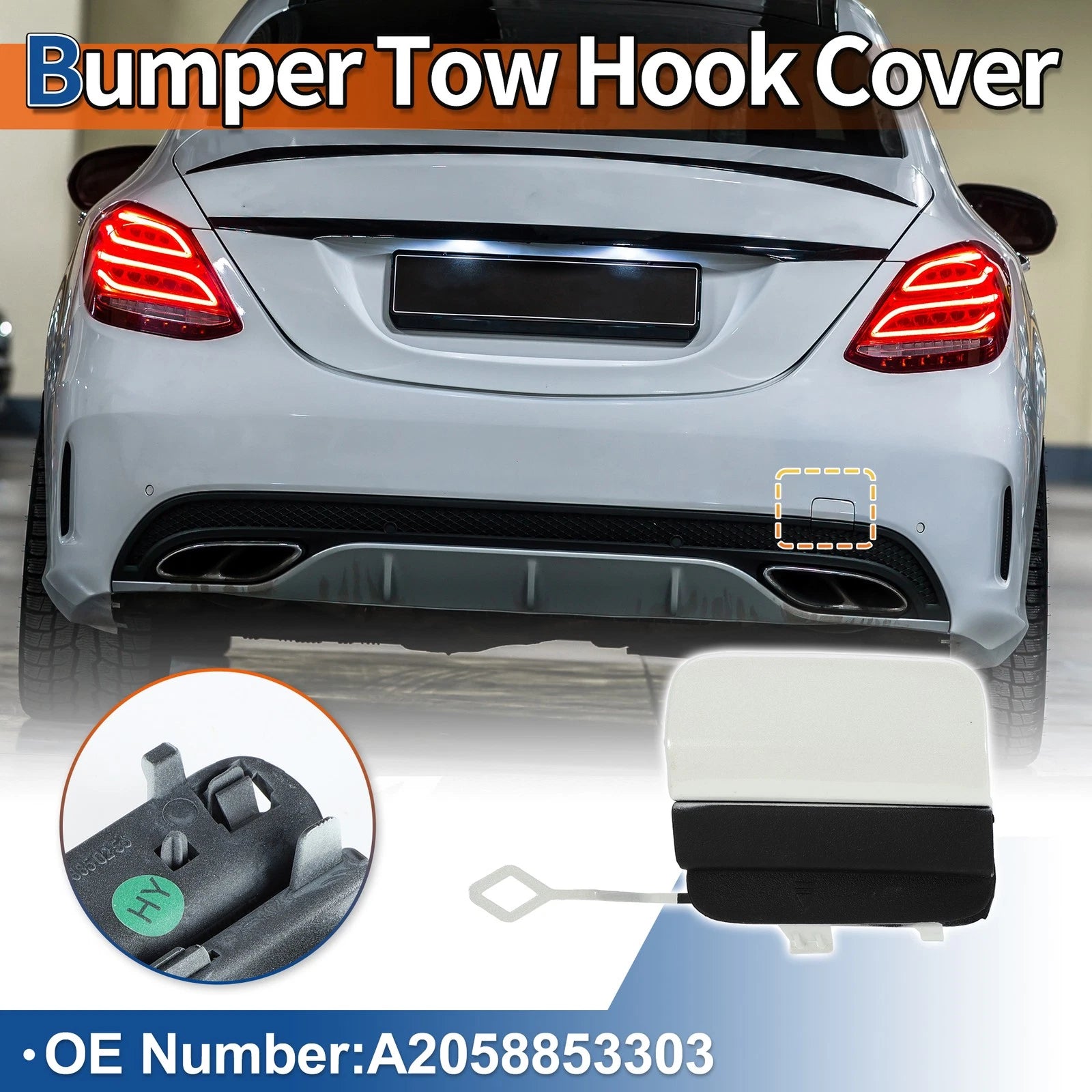 Rear Tow Hook Cover Replacement for Mercedes-Benz A-Class W177 (2019–2023)