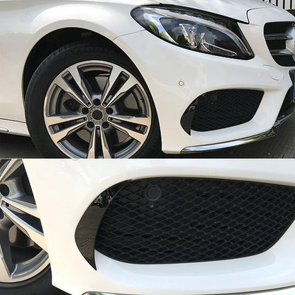Gloss Black Front Bumper Canards for Benz C-Class AMG-Line W205 (2015–2019)