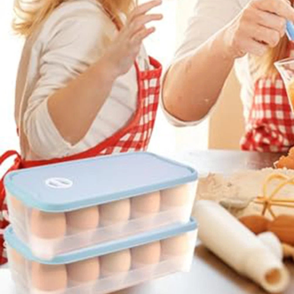 Stackable Clear Egg Storage Box for Kitchen Fridge (26x14x9cm)
