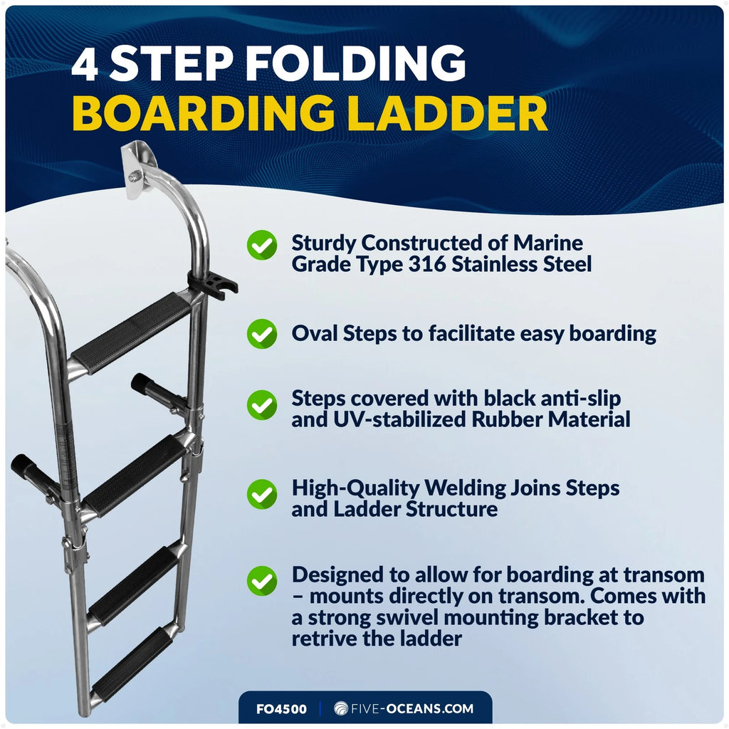 4 Step Folding Boat Ladder for Swim and Boarding