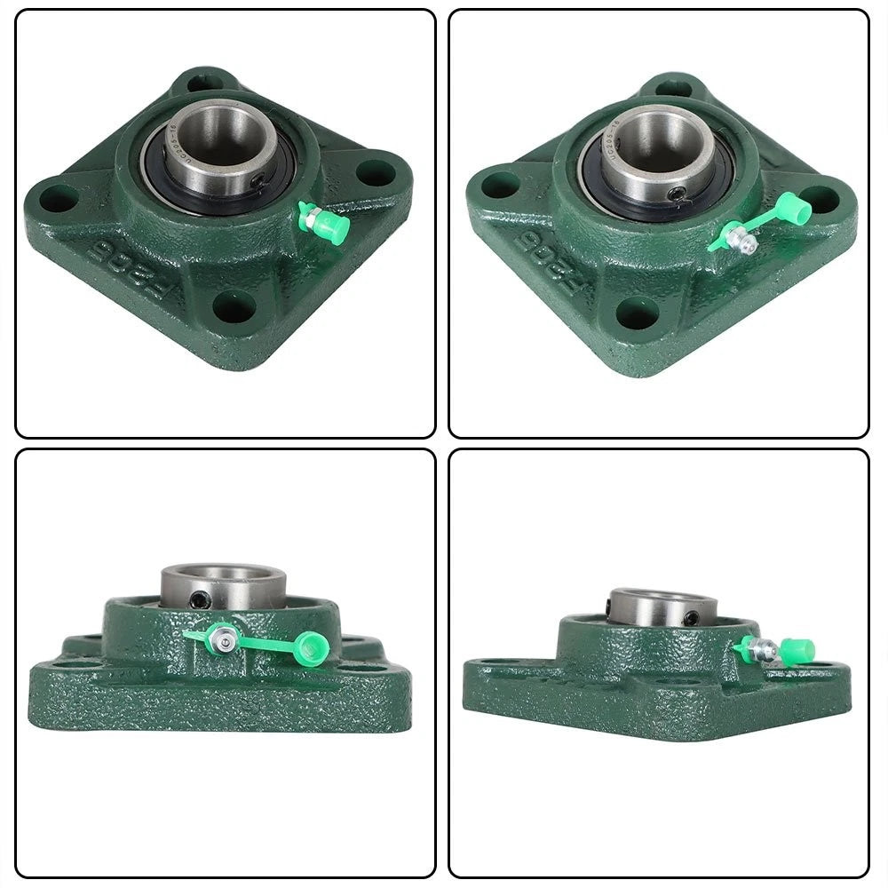 Set of 2 UCF205-16 Solid Base Pillow Block Bearings 1" Bore 4 Bolt