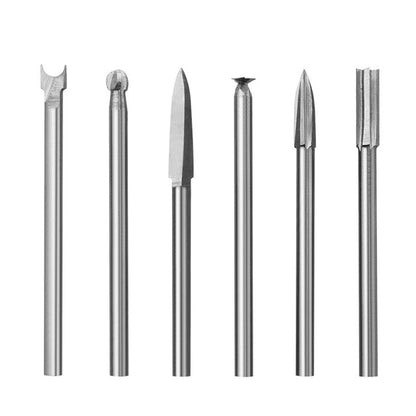 Rotary Tool Carving Drill Bits Set of 5 with 3mm Shank for DIY Crafting