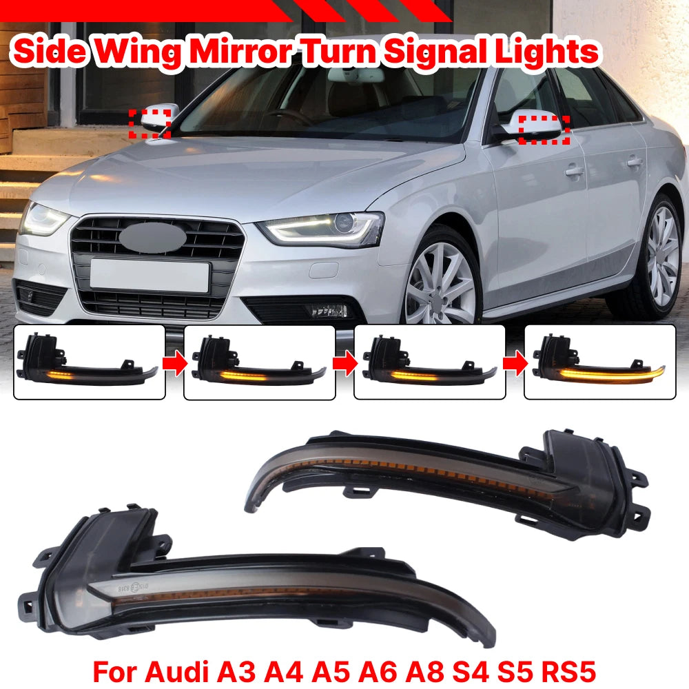 2X LED Side Wing Mirror Turn Signal Light for Audi A3 A4 S4 A5 S5