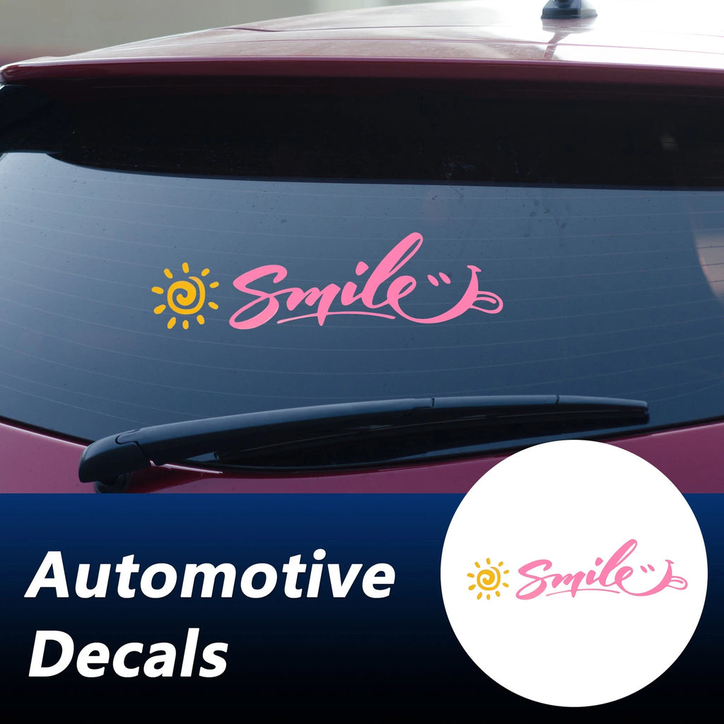 Reflective Bumper Decal for - Pink Square Smile Sun