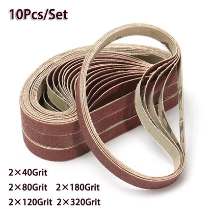 Set of 10 Sanding Belts 13x457mm 40 80 120 180 320 Grit