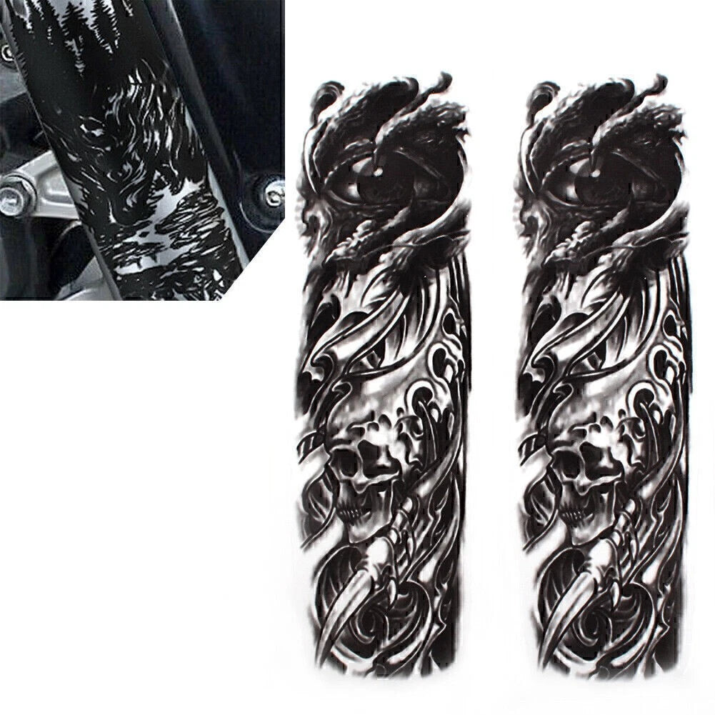 Custom Front Fork Skull Decal Medallion Nameplate Stickers For Harley Yamaha New