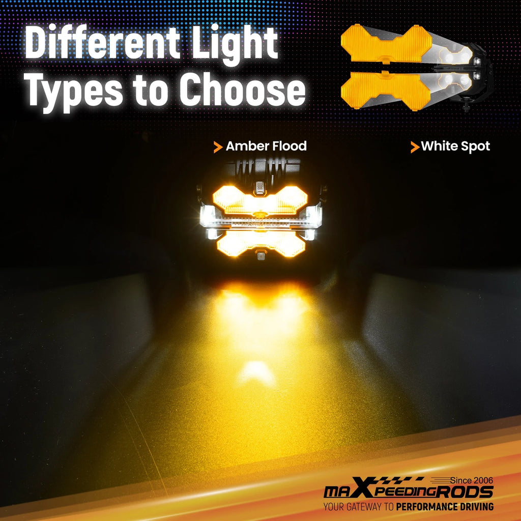Amber Flood Protective Cover for maXpeedingrods 7" Square LED Driving Light