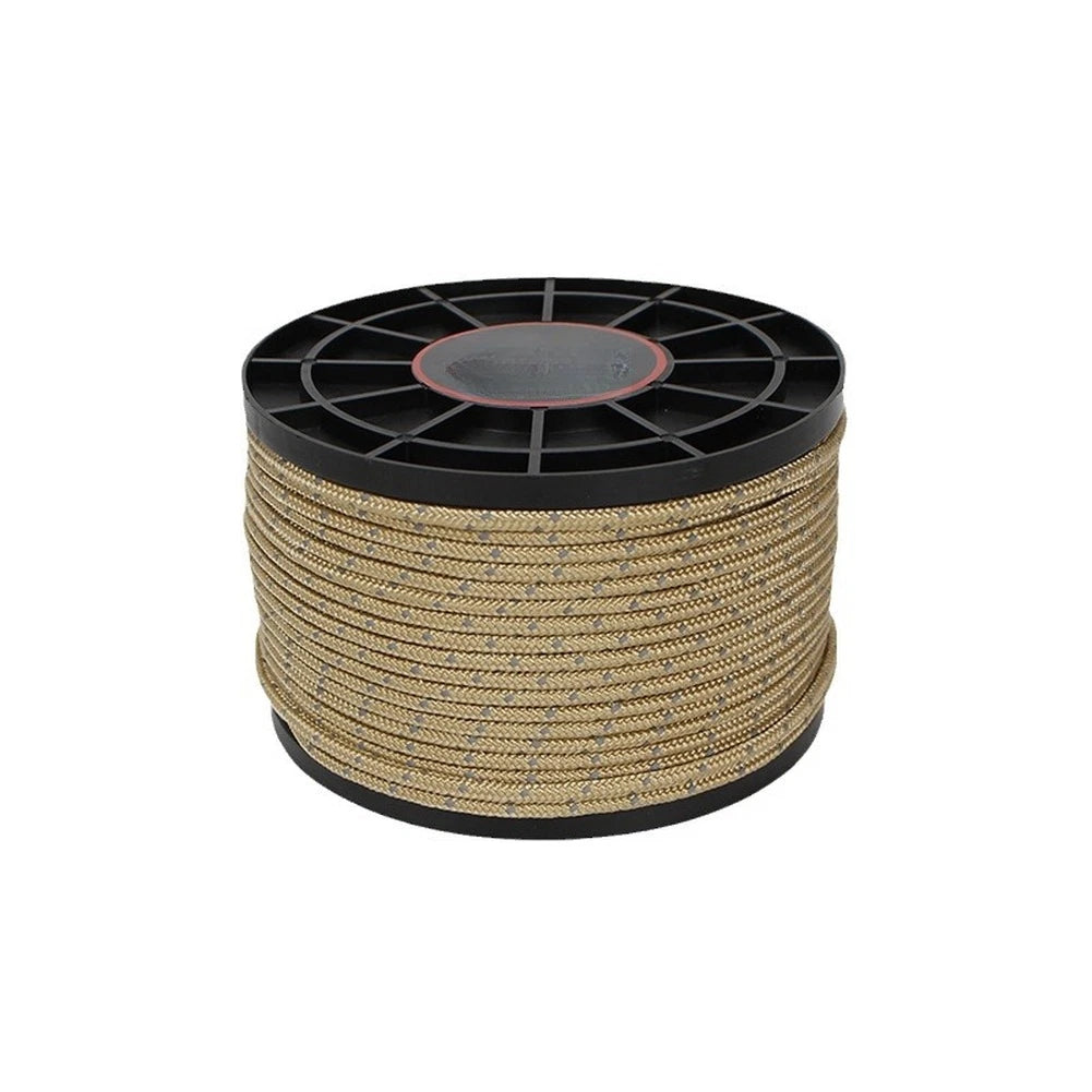 50m Reflective Polyester Camping Rope 4mm for Tent Wind Line Use