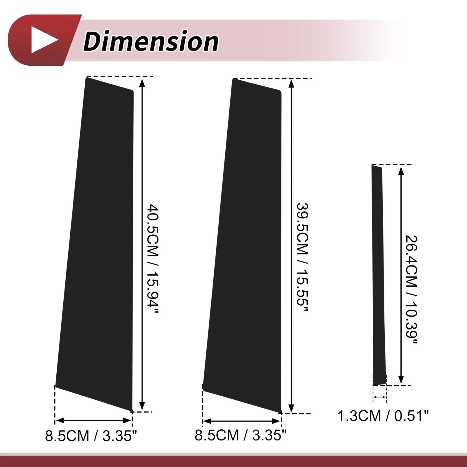 Door Pillar Window Trim Kit 6 Pcs for Lexus ES (2019–2022) Black