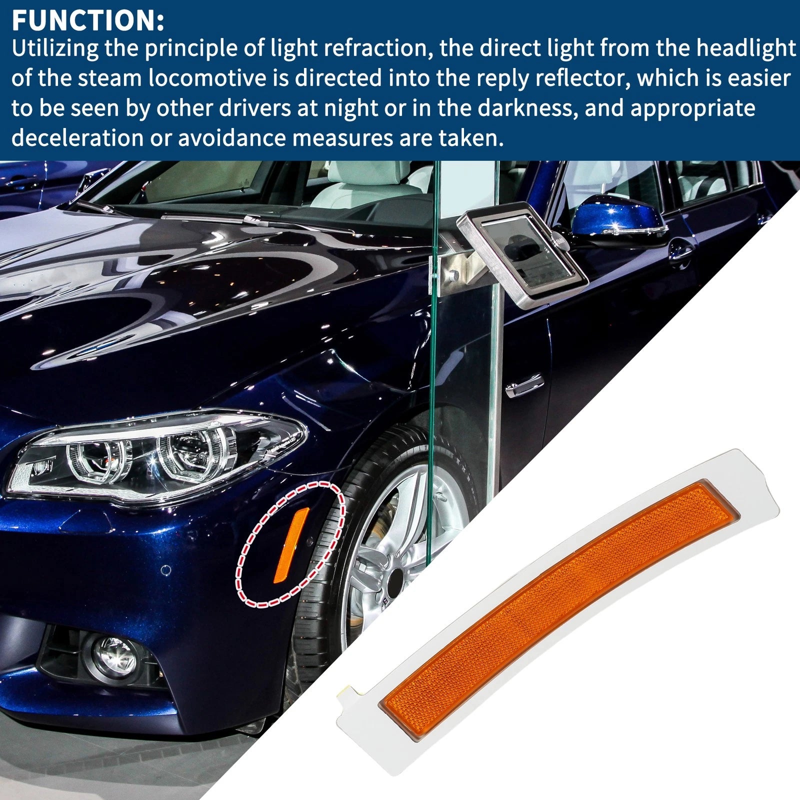 Bumper Reflector Replacement for BMW 550i GT Front Left (2010–2015)