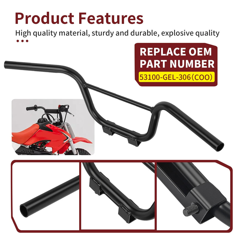 Set of 2 Black Handlebar Steering Bars for Honda CRF50F (2004–2023) 53100-GEL-306