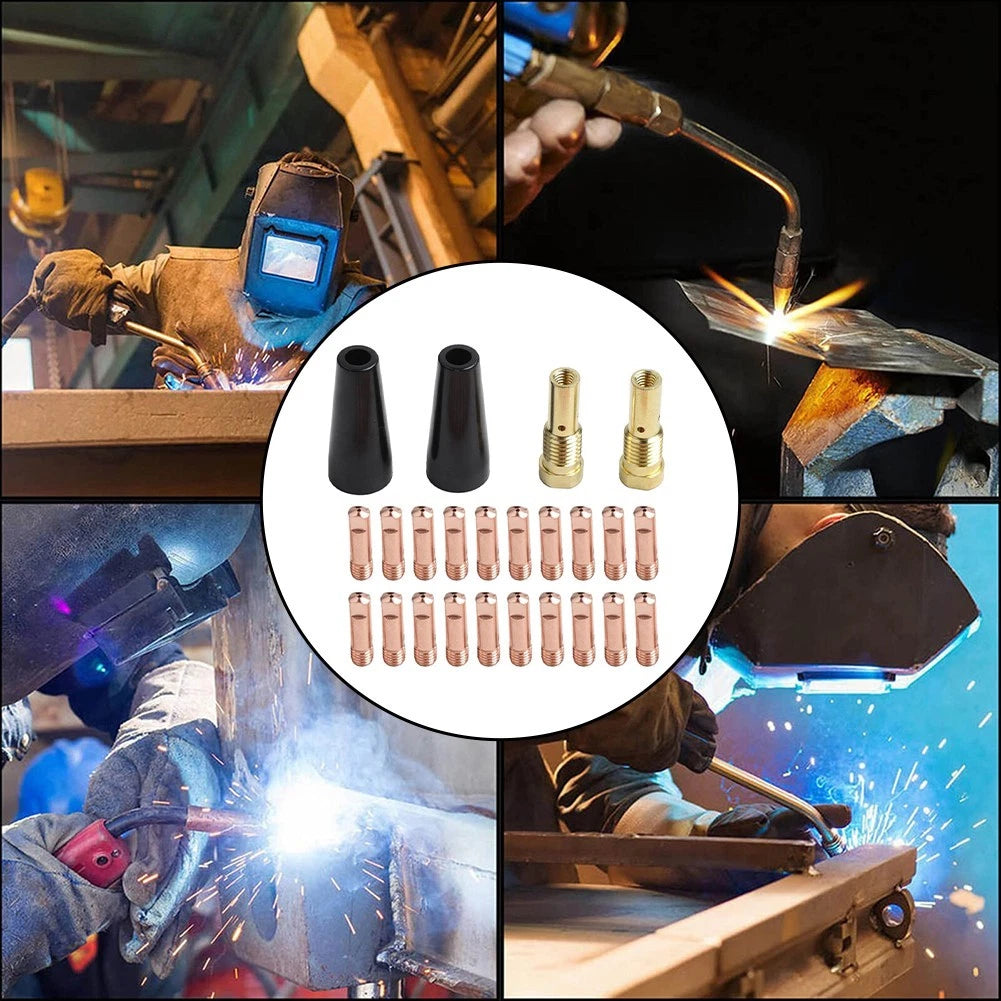 24-Piece Flux Core Welding Nozzle Tips Set with 20 Tips, 2 Nozzles, 2 Diffusers