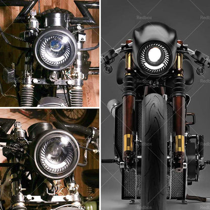 6.5" LED Headlight Spiral Side Mount Bracket for Cafe Racer