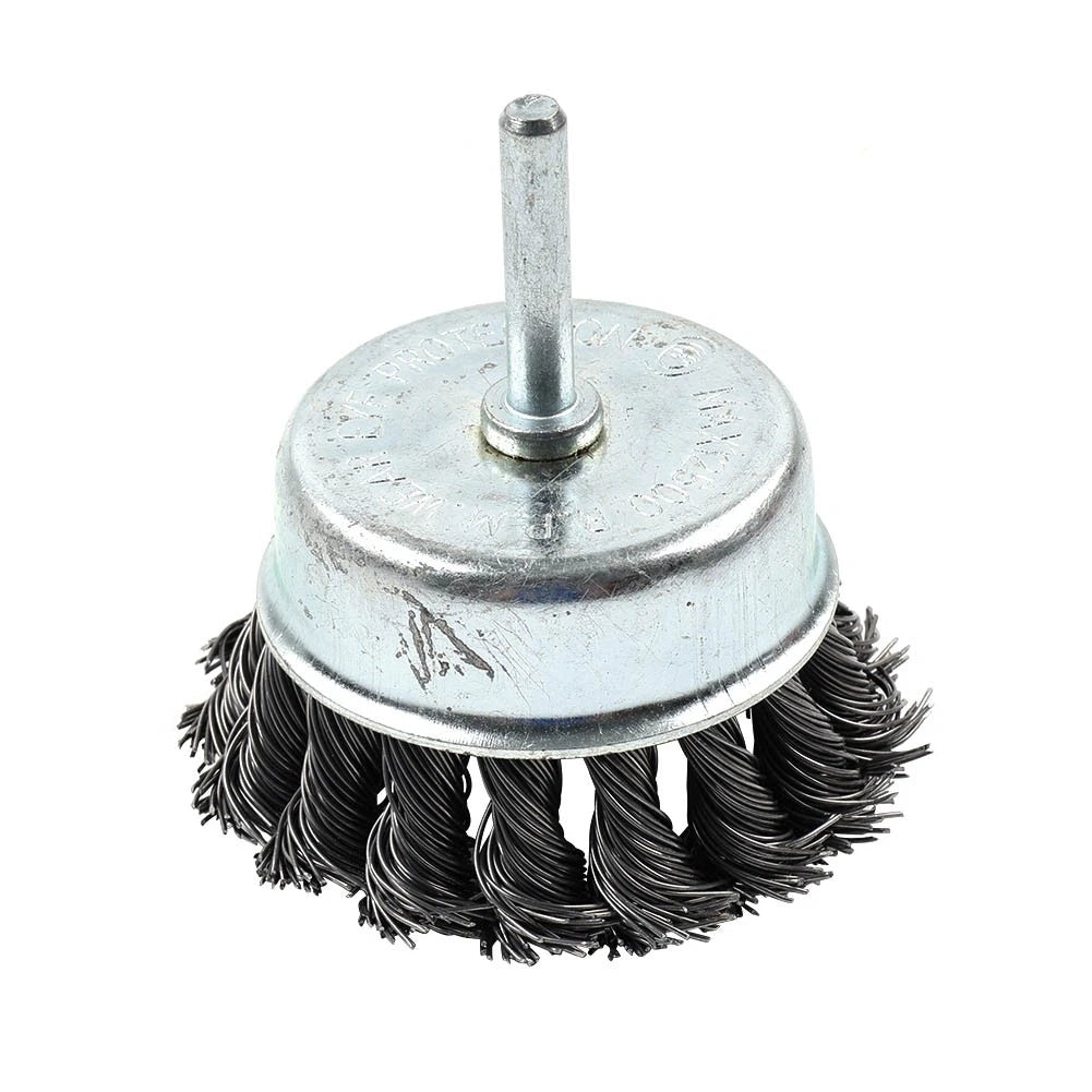 75mm Cup Wire Brush for Rotary Drill - Metal Twisted Knot Rust Removal