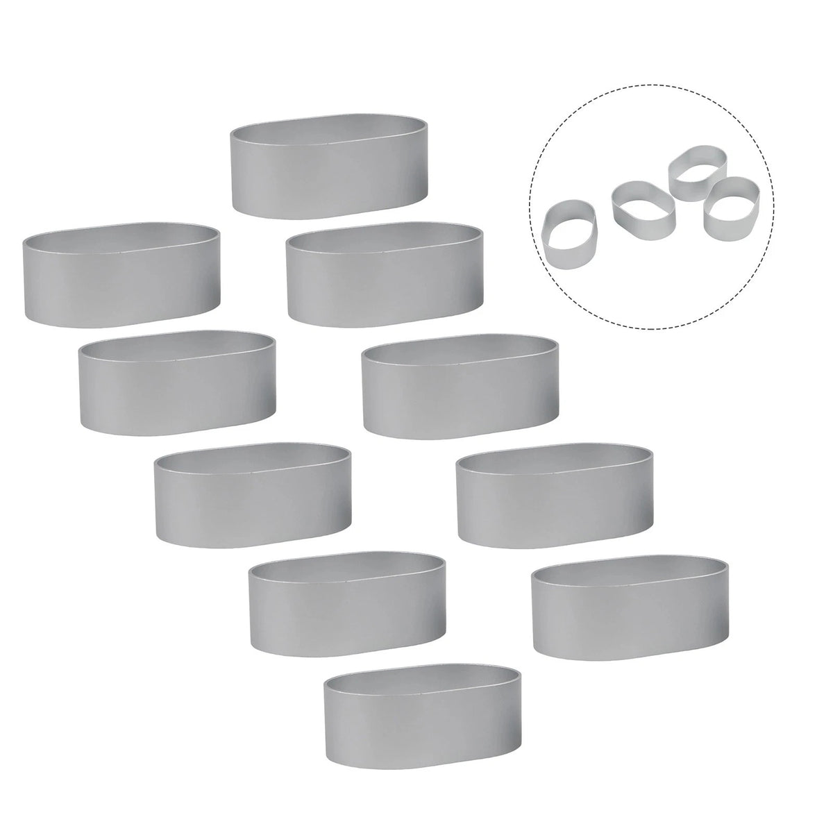 Set of 10 Aluminium Oval Egg Shape Cheese Cake Rings