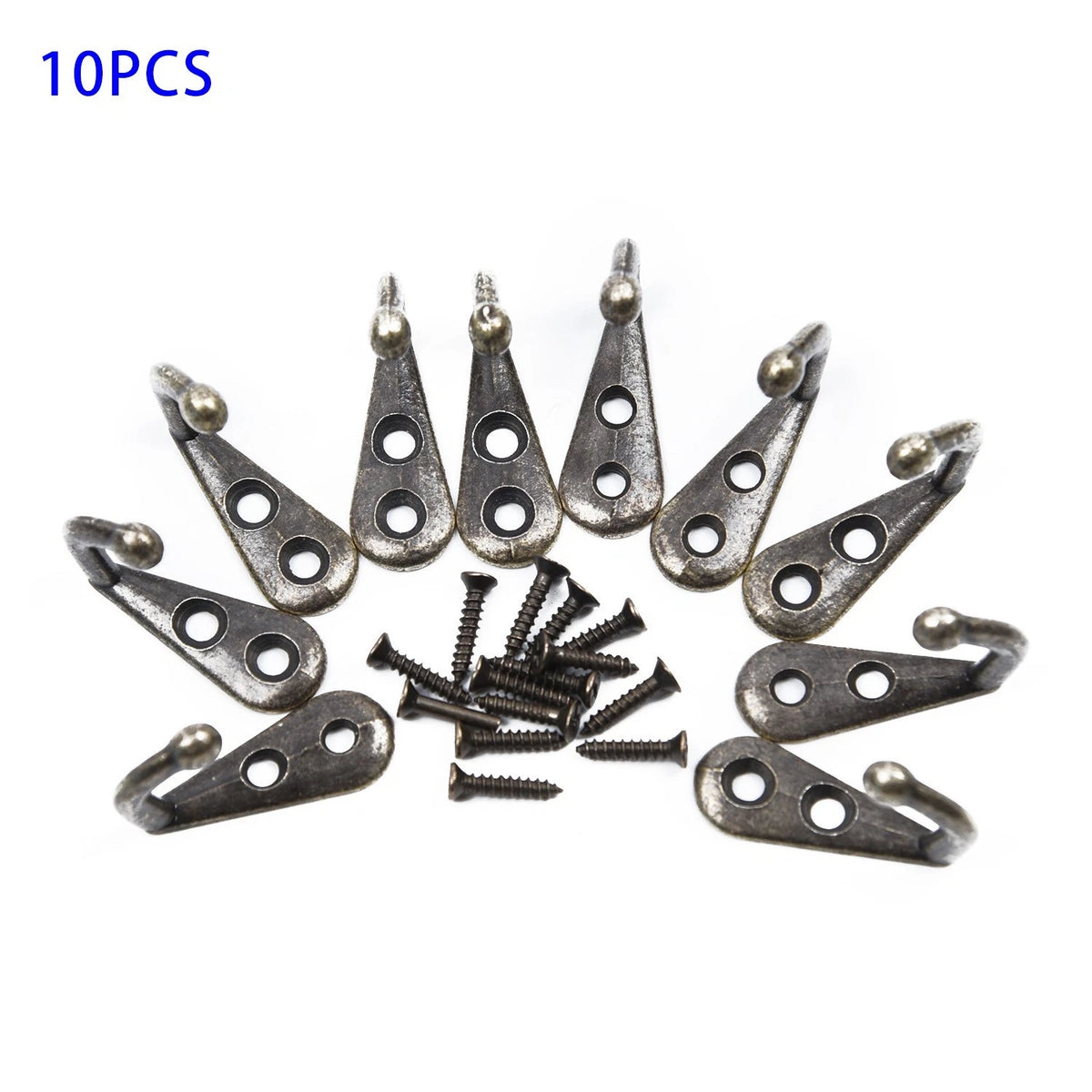10X Antique Metal Wall Hooks Organizer for Key Clothes Coat Bags