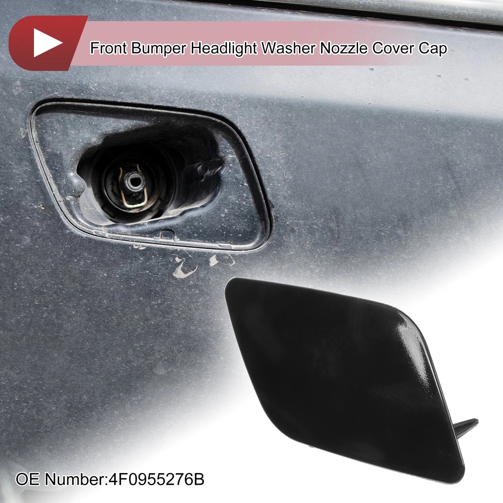 Front Right Washer Nozzle Cover Cap for Audi A6 (2009–2010) Black