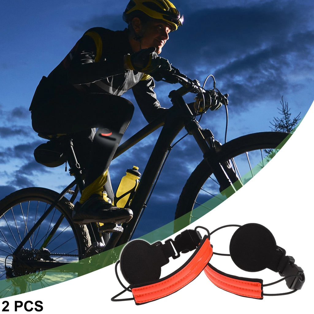 Reflective Bicycle Trouser Clips Adjustable Cycling Bands Set Orange Red for Bike
