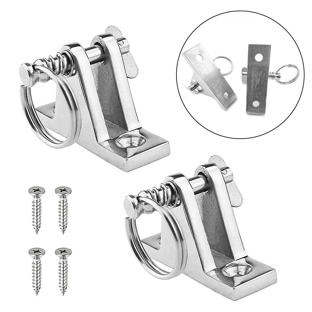 2 Pack Marine Boat Deck Hinge for Bimini Top (90 Degree, Removable Pin)