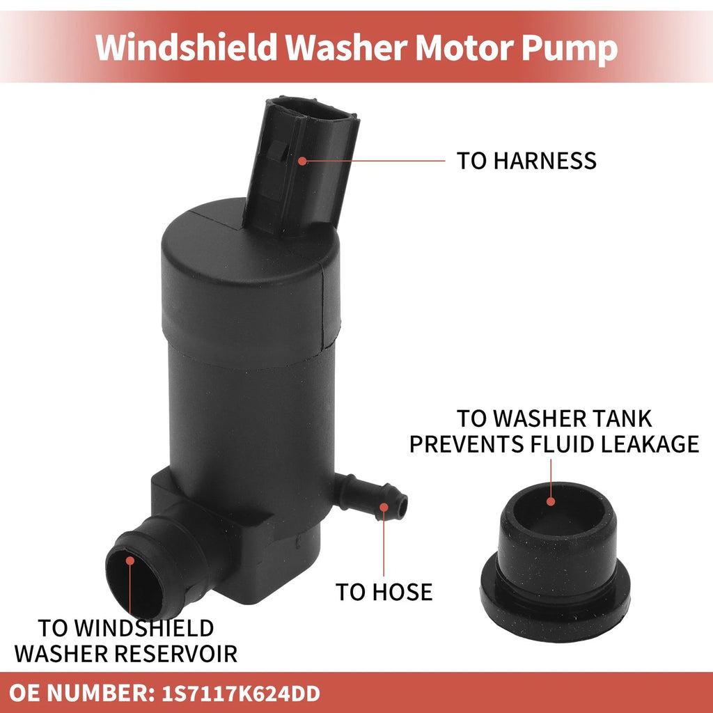 Windshield Washer Pump w/ Grommet for Ford (No. 1S7117K624D)