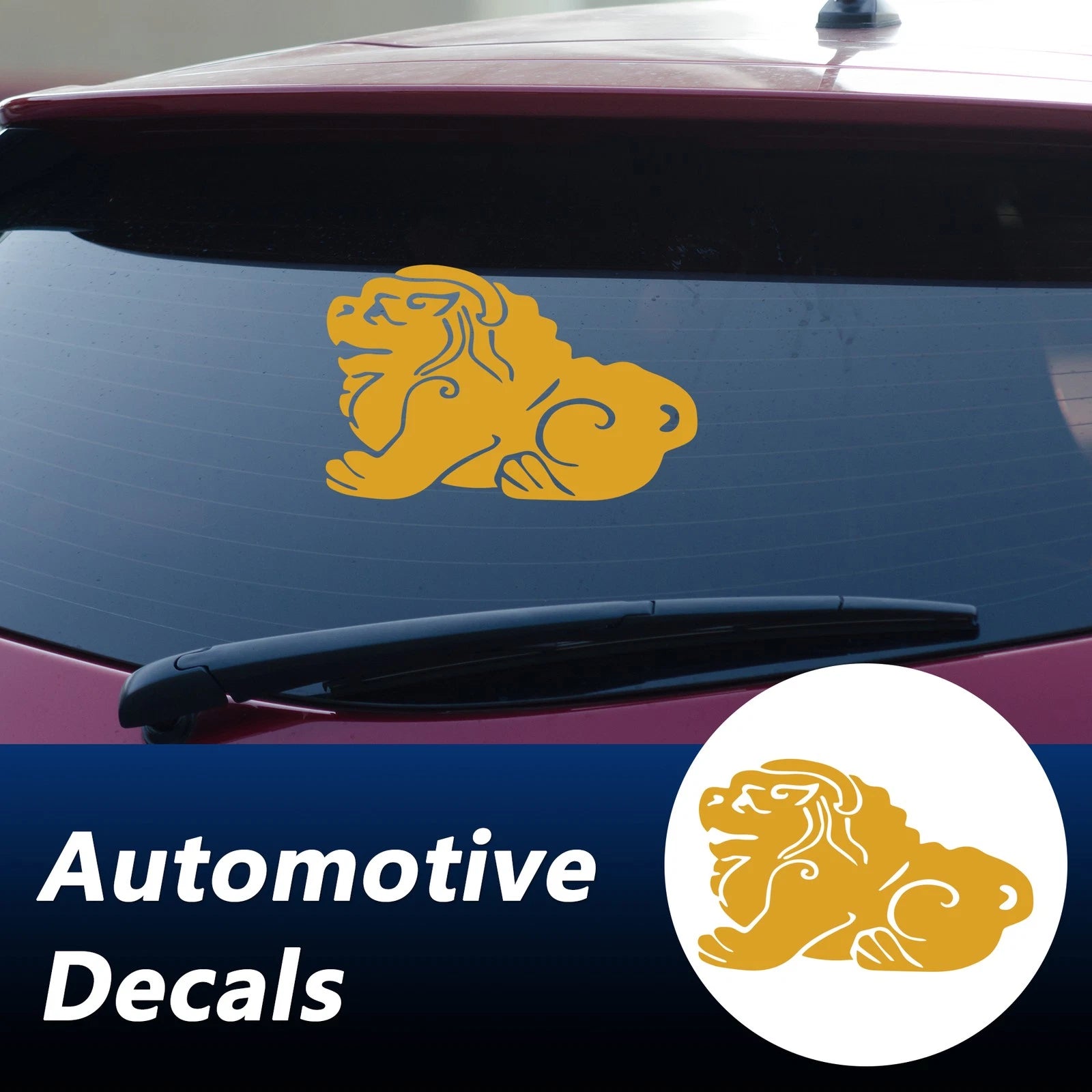 Reflective Bumper Decal for - Yellow Lion Dance