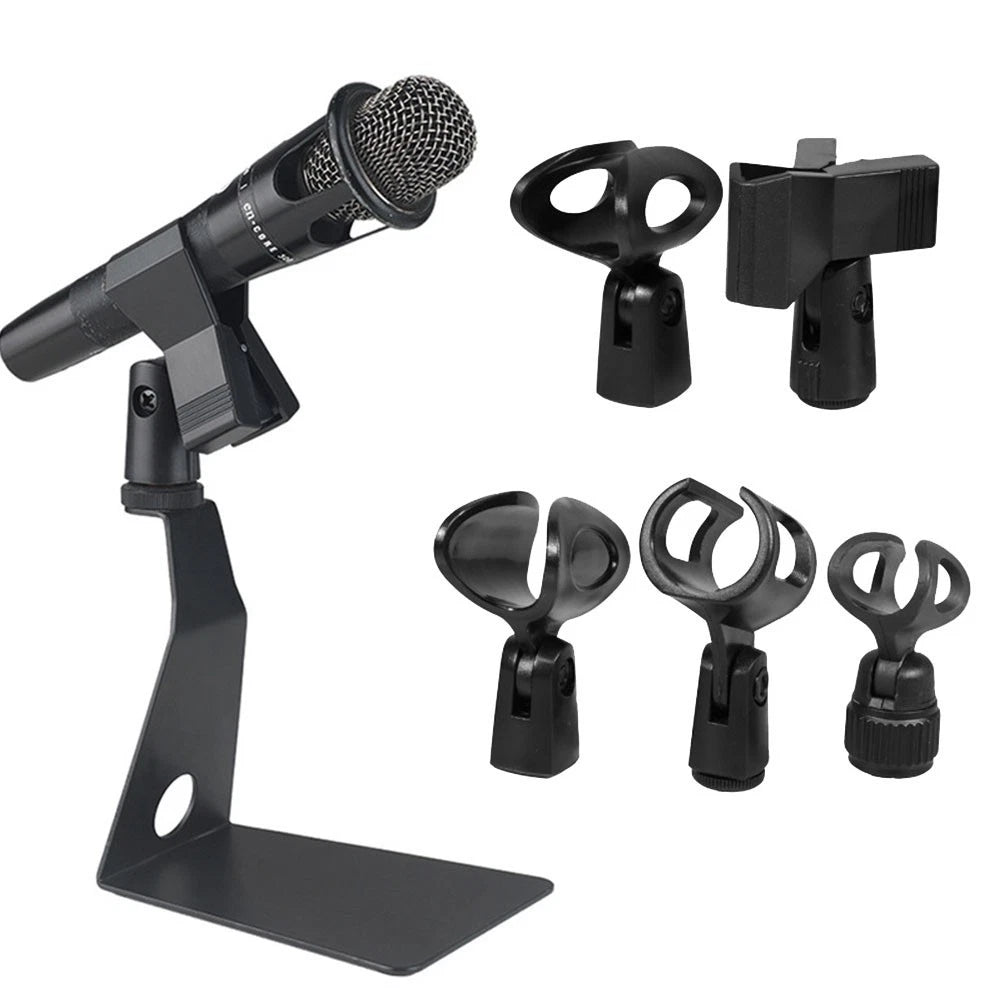 Universal Microphone Clip Clamp with Adapter for Handheld Mic Mount
