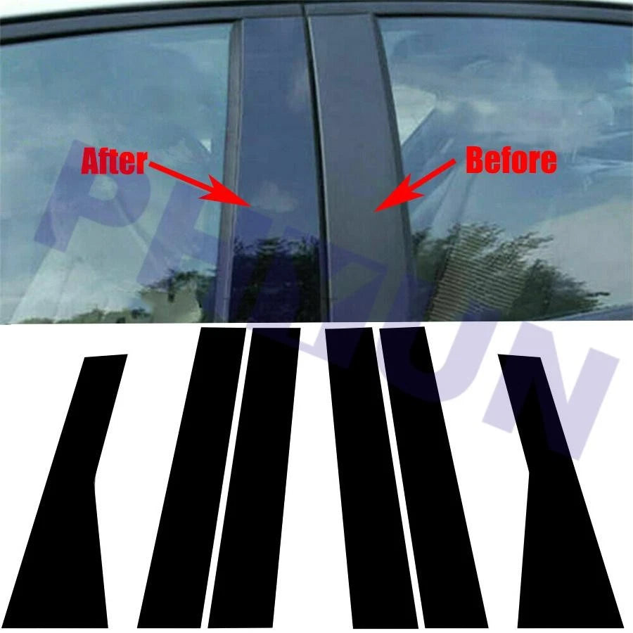 6Pcs Window Door Pillar Post Cover Sticker for Jeep Grand Cherokee (2011–2021)
