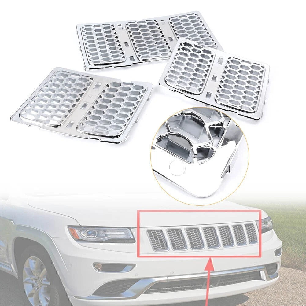 Front Grille Mesh Grill Insert Trim Chrome for 2016-2019 Jeep Grand Cherokee cl