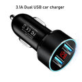 Dual USB Car Phone Charger for Universal Use (3.1A, LED Display)