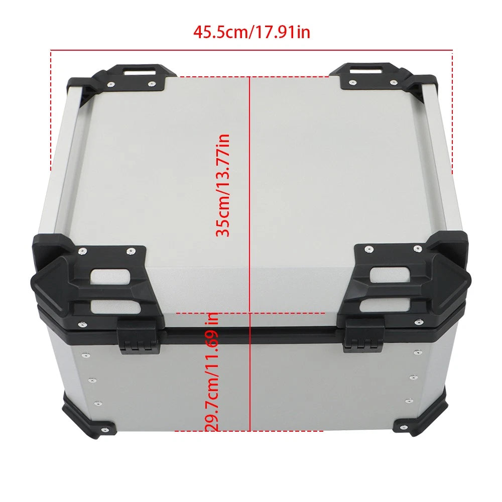 55L Waterproof Silver Motorcycle Tour Tail Box Trunk Storage Case