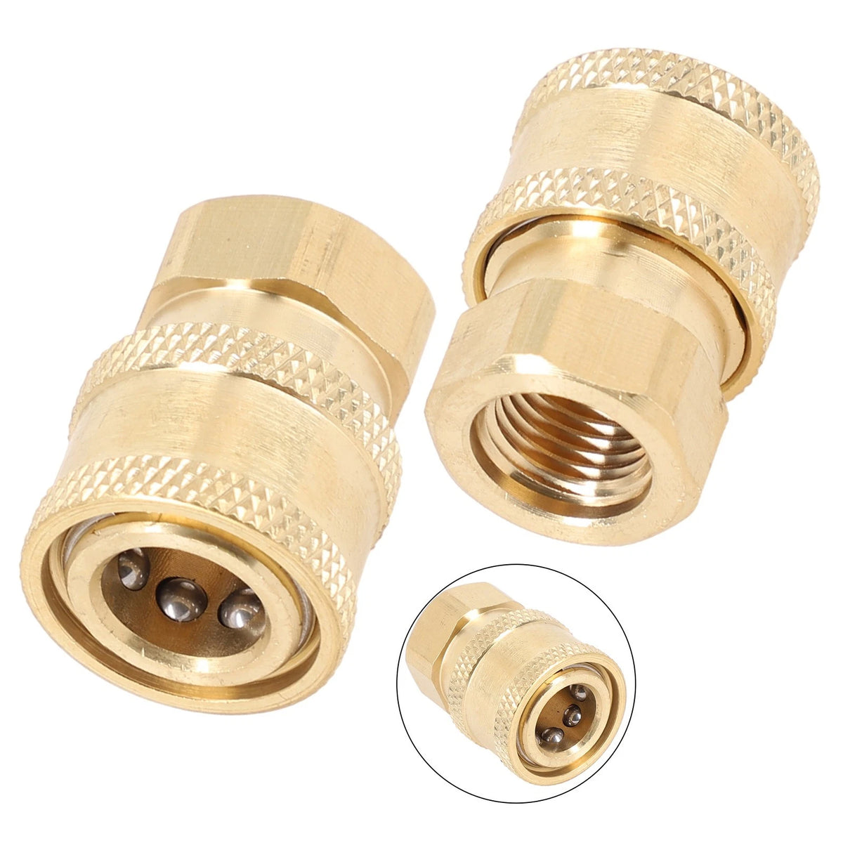 2X Pressure Washer Coupler 1/4" NPT Safety Fittings Brass