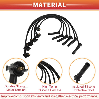 Set of 6 Spark Plug Wire Ignition Coil Cable No. 3U2Z12259D for Ford Explorer (2004–2010)